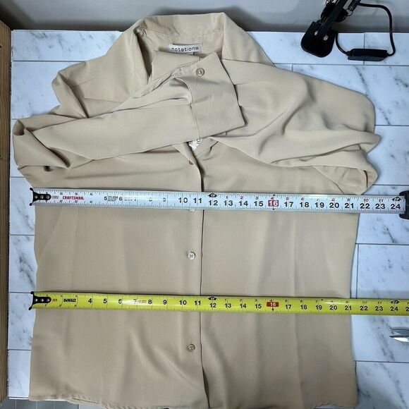 Notations Y2K NWT Button Up Shirt Blouse L Tan - Picture 8 of 10
